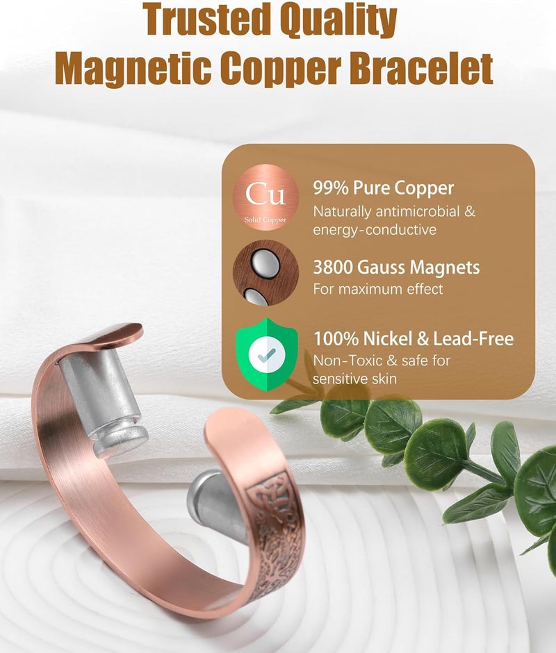 Jeracol Copper Bracelet for Men, Mens Magnetic Bracelets with 3,800 Gauss Strong Neodymium Magnets - Image 2